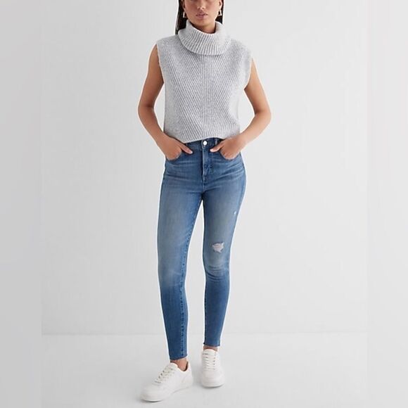 Express Women's High Rise Jeans - Blue - Picture 5 of 16